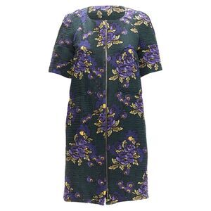 Marni wool silk floral print zip coat dress
